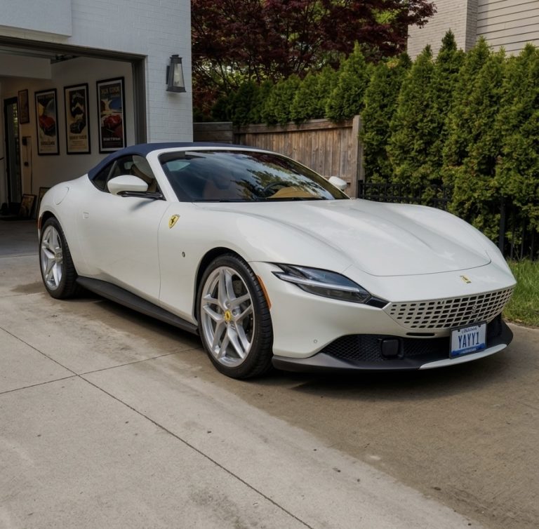 White Ferrari Roma protected with a ceramic coating