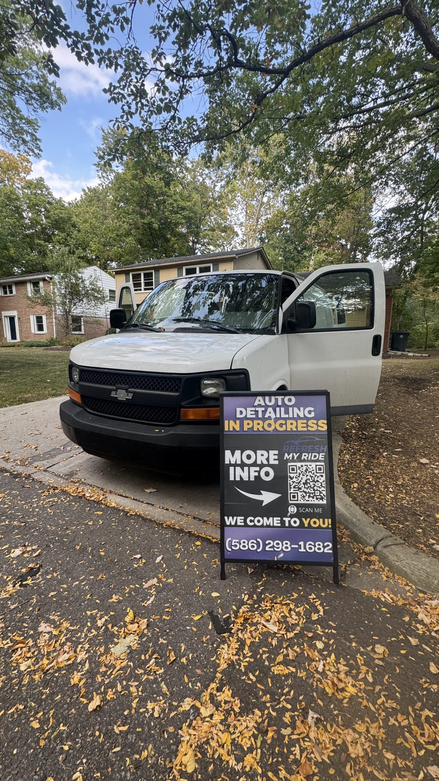 The Refresh My Ride Chevy Express mobile auto detailing van, built out for paint correction and ceramic coating